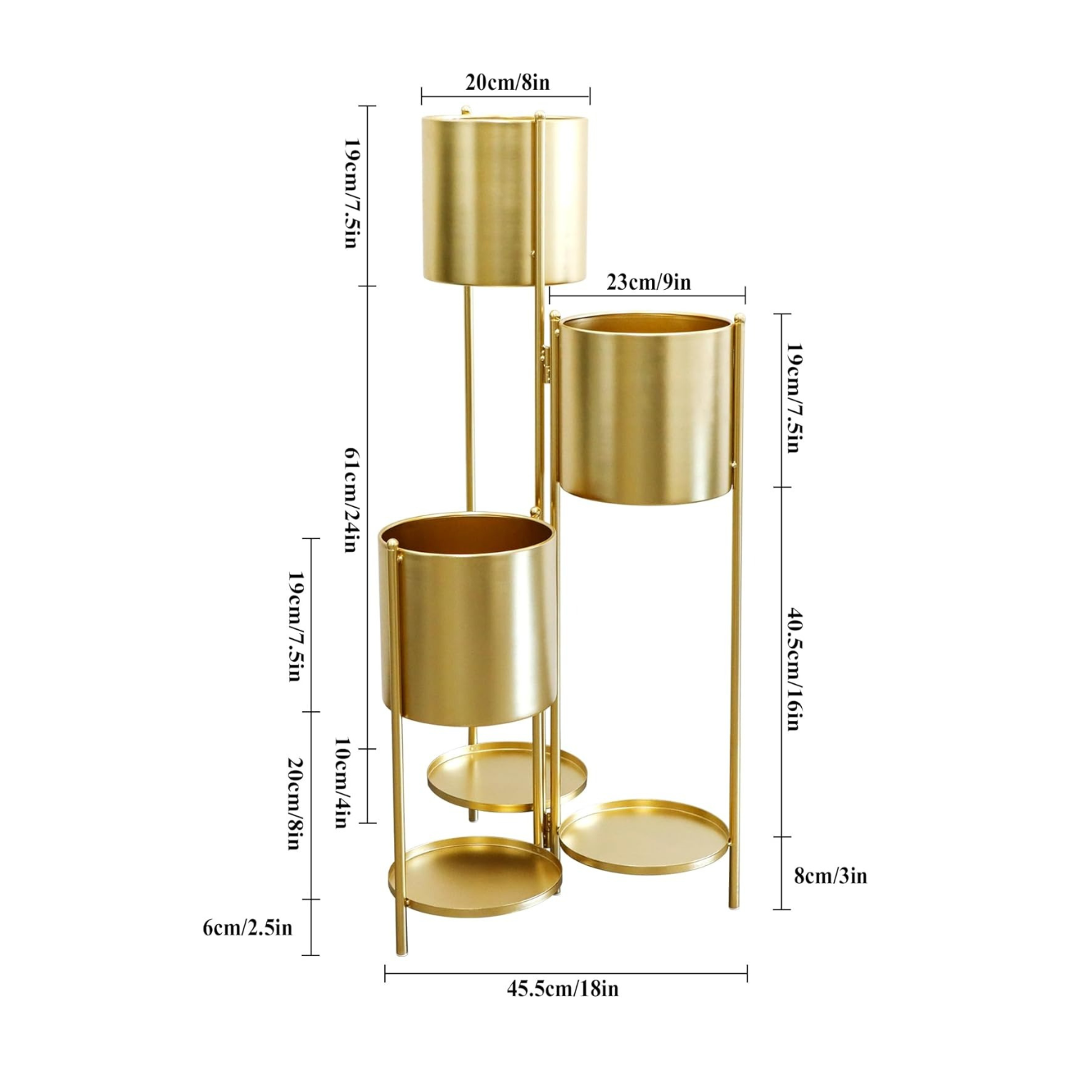 Prateleira metálica para plantas, 6 níveis com 6 vasos, prateleira decorativa dobrável para pátio, jardim e sala (ouro)