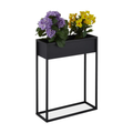 Floreira de metal, 70 x 55 x 20 cm, plantas bancais, sala de estar e cozinha, suporte para vasos retangular, preto
