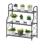 Prateleira para plantas de metal, 3 níveis, suporte para vasos, suporte para vasos para exterior, interior, varanda, jardim, multifuncional com grande capacidade, bronze