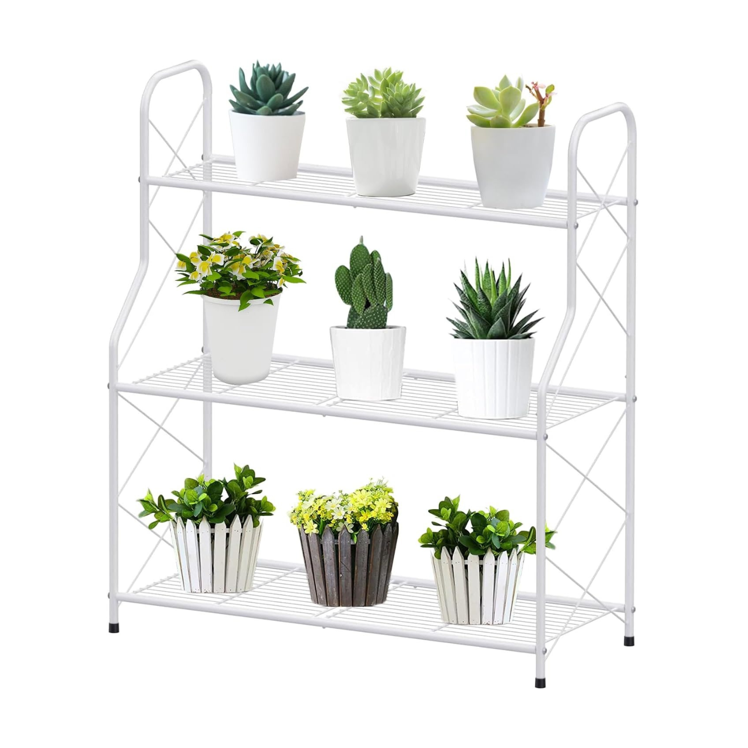 Prateleira para plantas de metal, 3 níveis, suporte para vasos, suporte para vasos para exterior, interior, varanda, jardim, multifuncional com grande capacidade, bronze