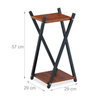 Suporte para Vasos de Plantas, 2 Prateleiras Efeito Madeira, Metal, Banco de Plantas Moderno, 57 x 29 x 29 cm, Preto/Marrom Claro