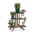 Suporte de plantas para interior 3 níveis, madeira, castanho escuro, 82,5 x 83 x 28,5 cm