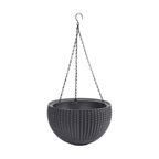 Maceta Suspensa com 3 Correntes; 100% Material Reciclado; 35 x 35 x 22 cm; Capacidade 8,6 L; Corpo de Rattan