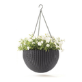 Maceta Suspensa com 3 Correntes; 100% Material Reciclado; 35 x 35 x 22 cm; Capacidade 8,6 L; Corpo de Rattan