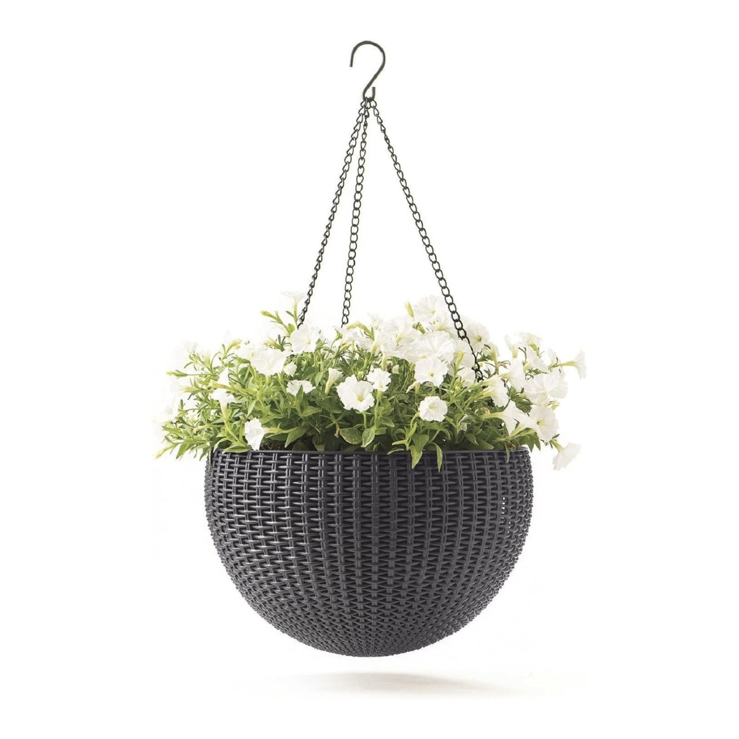 Maceta Suspensa com 3 Correntes; 100% Material Reciclado; 35 x 35 x 22 cm; Capacidade 8,6 L; Corpo de Rattan