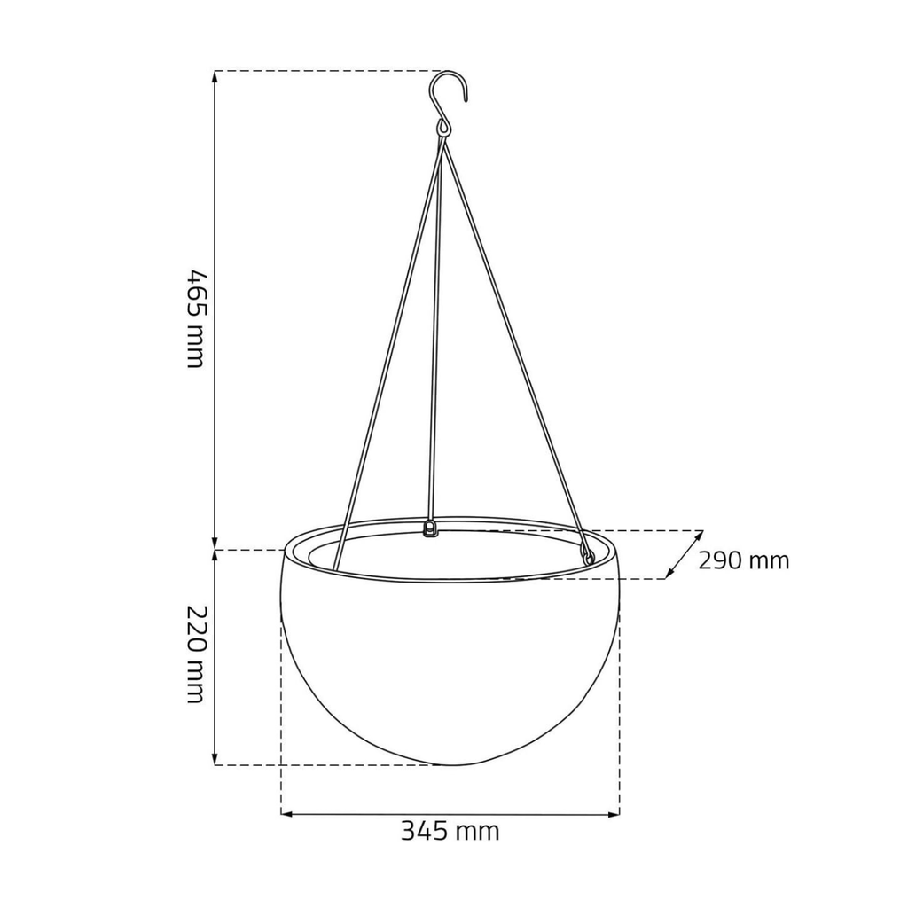 Maceta Suspensa com 3 Correntes; 100% Material Reciclado; 35 x 35 x 22 cm; Capacidade 8,6 L; Corpo de Rattan