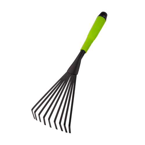 Ancinho pequeno para jardim com 5 palhetas – Ancinho à mão de aço, ferramenta de cuidado do jardim, pega ergonómica, largura de trabalho 85 mm
