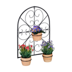 Suporte para vasos, para pendurar 3 vasos de flores de 11,5 cm de diâmetro, de parede, metálico, estilo retro, preto
