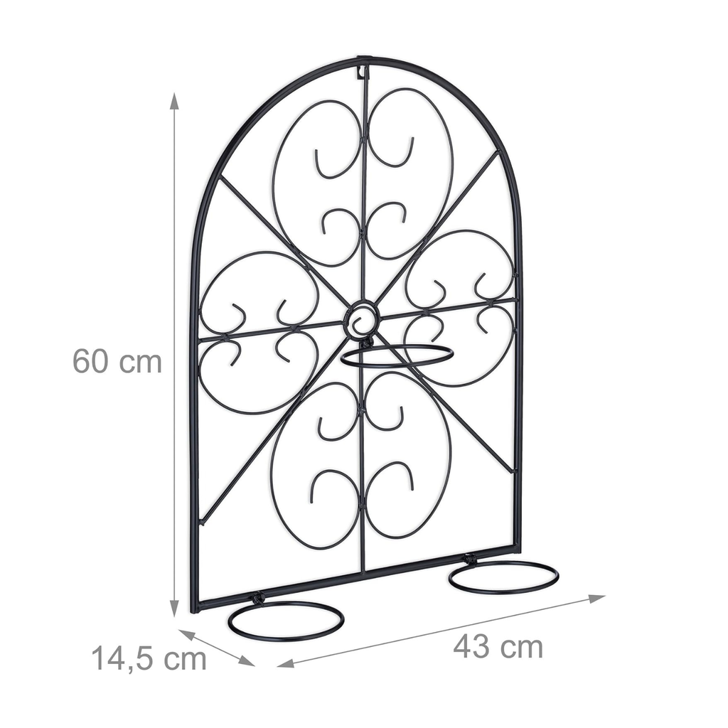 Suporte para vasos, para pendurar 3 vasos de flores de 11,5 cm de diâmetro, de parede, metálico, estilo retro, preto