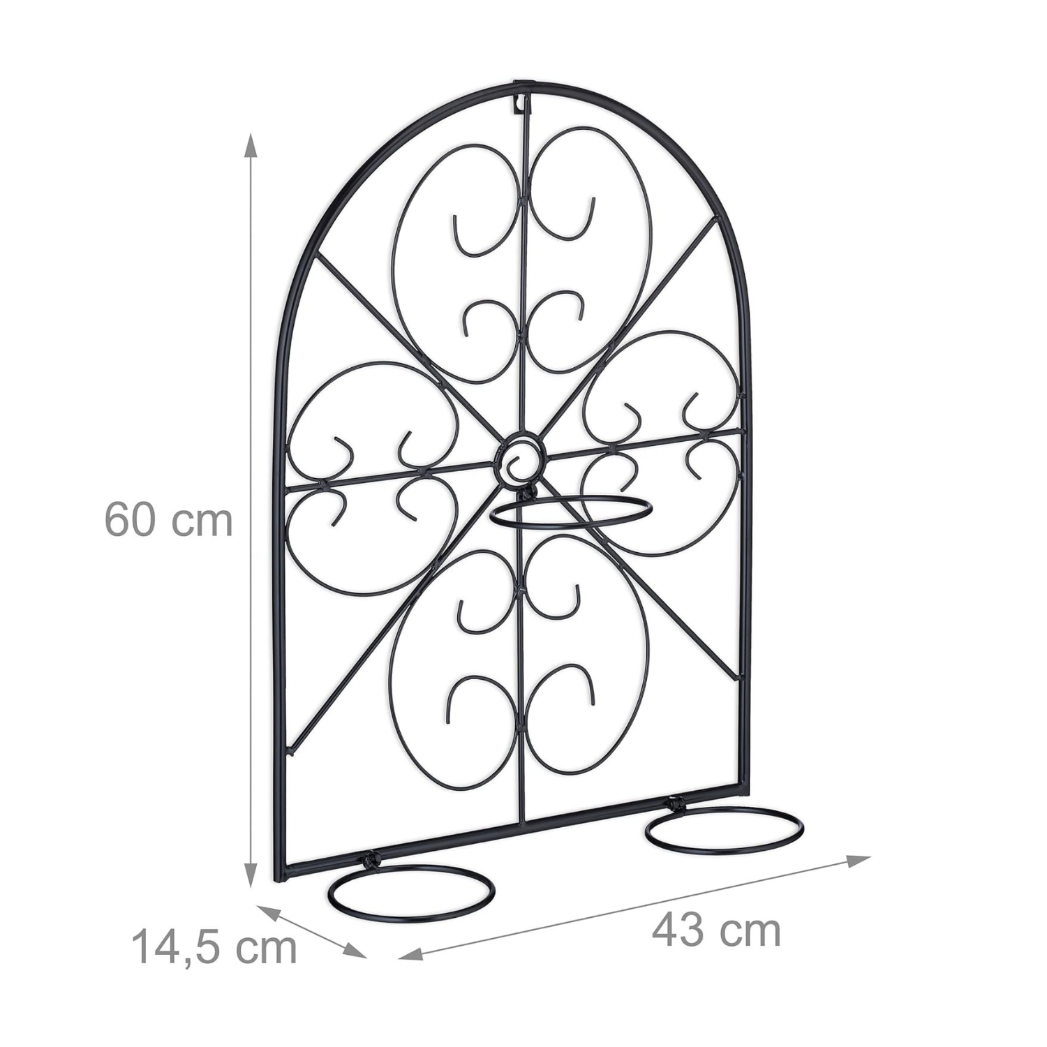 Suporte para vasos, para pendurar 3 vasos de flores de 11,5 cm de diâmetro, de parede, metálico, estilo retro, preto