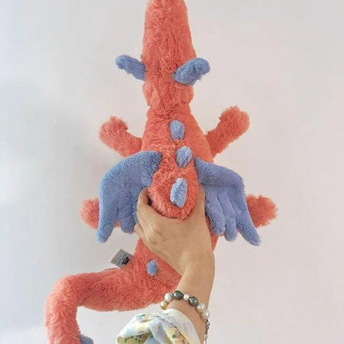 Almofada de Dragão de Pelúcia – Dragão de Pelúcia Macio – 50 cm – Brinquedo de Dinossauro Fofo e Relaxante – Vermelho Coral