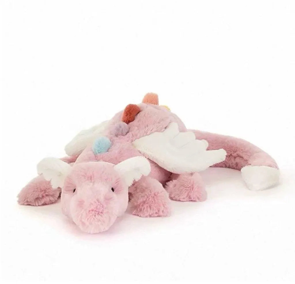 Dragão de pelúcia de 50 cm – Almofada de pelúcia em formato de dragão – Rosa claro