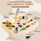 Painel sensorial de madeira Montessori com interruptor LED, brinquedo para desenvolvimento da coordenação motora, para crianças de 1 a 4 anos