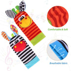 Conjunto de Meias e Pulseira com Chocalho Minicee para Bebês, 4 Peças – Brinquedo Sensorial para Bebês de 0 a 12 Meses – Brinquedo Macio para o Desenvolvimento