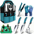 Conjunto de ferramentas de jardinagem 7 unidades, kit de jardinagem bolsa de jardim com bolsa de fixação resistente, conjunto de ferramentas de mão de jardim, presentes de jardinagem para mulheres e