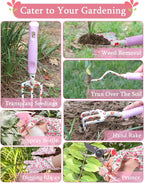 Ferramentas de jardinagem, Conjunto de Ferramentas de Horta e Jardim Resistente de 11 Peças, Novo Conjunto Completo Impresso com Elegante Bolsa, Presentes de jardinagem para Mulheres e Homens