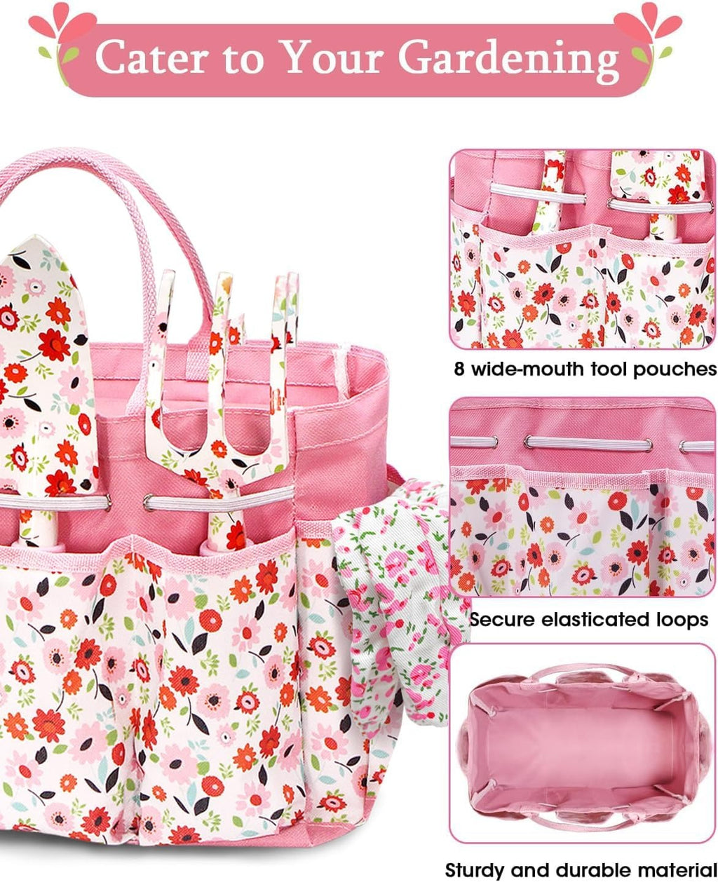 Ferramentas de jardinagem, Conjunto de Ferramentas de Horta e Jardim Resistente de 11 Peças, Novo Conjunto Completo Impresso com Elegante Bolsa, Presentes de jardinagem para Mulheres e Homens