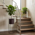 Conjunto de 2 suportes de metal com vaso de 70 cm e 45 cm, suporte de flores para interiores e exteriores, cozinha, sala de estar, canto, jardim, varanda, decoração de pátio (castanho)