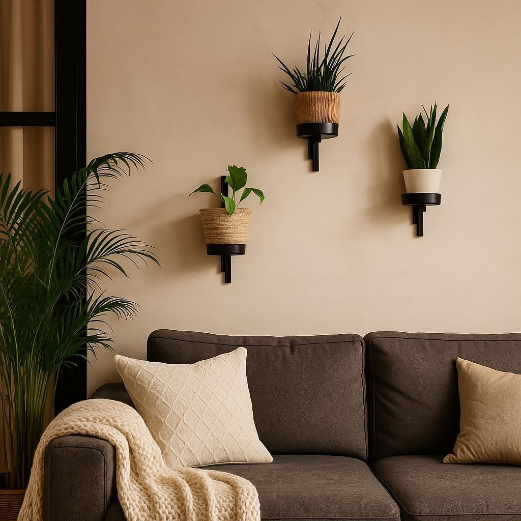 Estante para plantas montado en la pared - Estante de flores colgante - Hecho de metal - Decoración de pared moderna para sala de estar, habitación de adolescente, dormitorio, cocina - 12 x