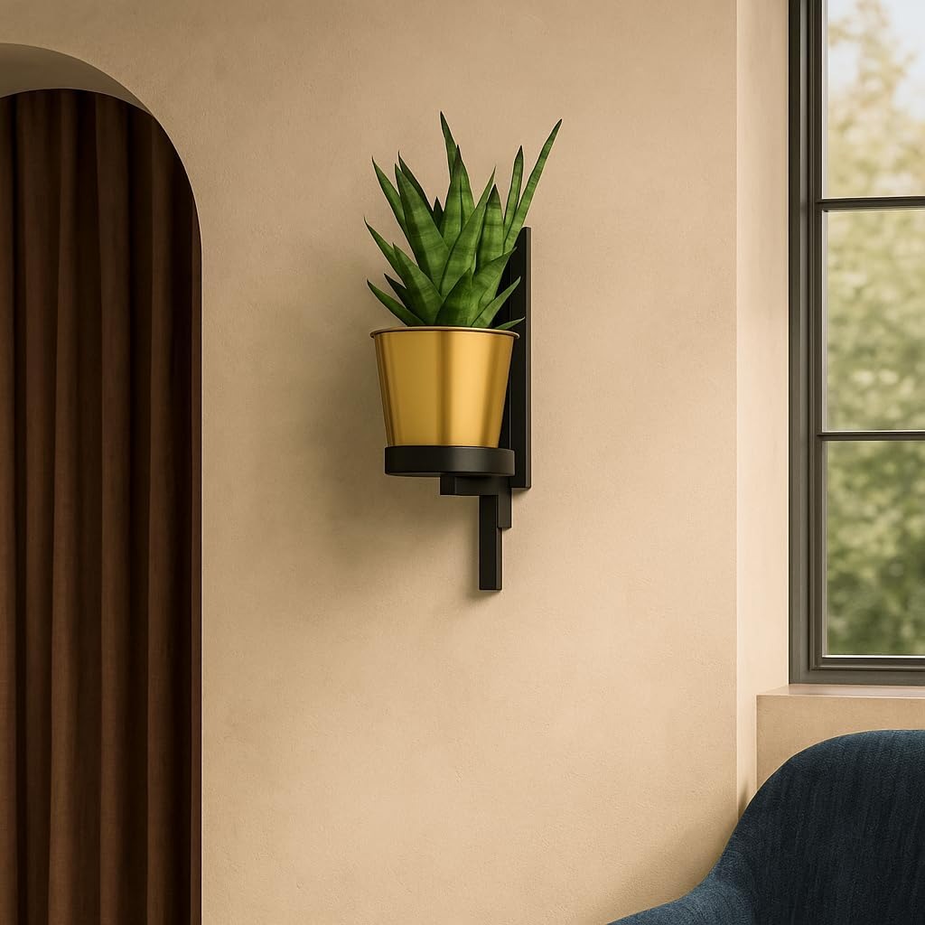 Estante para plantas montado en la pared - Estante de flores colgante - Hecho de metal - Decoración de pared moderna para sala de estar, habitación de adolescente, dormitorio, cocina - 12 x