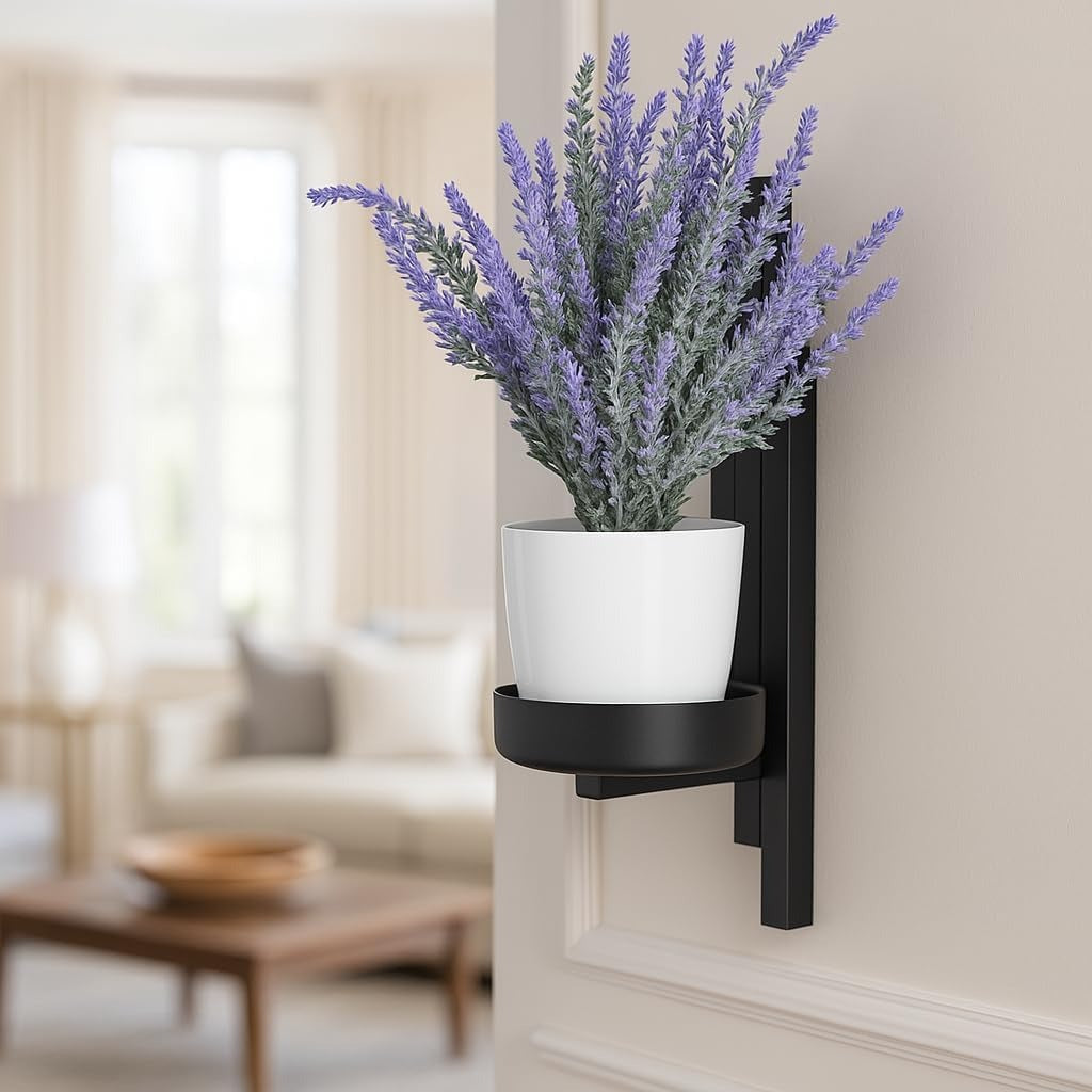 Estante para plantas montado en la pared - Estante de flores colgante - Hecho de metal - Decoración de pared moderna para sala de estar, habitación de adolescente, dormitorio, cocina - 12 x