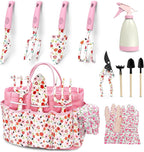 Ferramentas de jardinagem, Conjunto de Ferramentas de Horta e Jardim Resistente de 11 Peças, Novo Conjunto Completo Impresso com Elegante Bolsa, Presentes de jardinagem para Mulheres e Homens