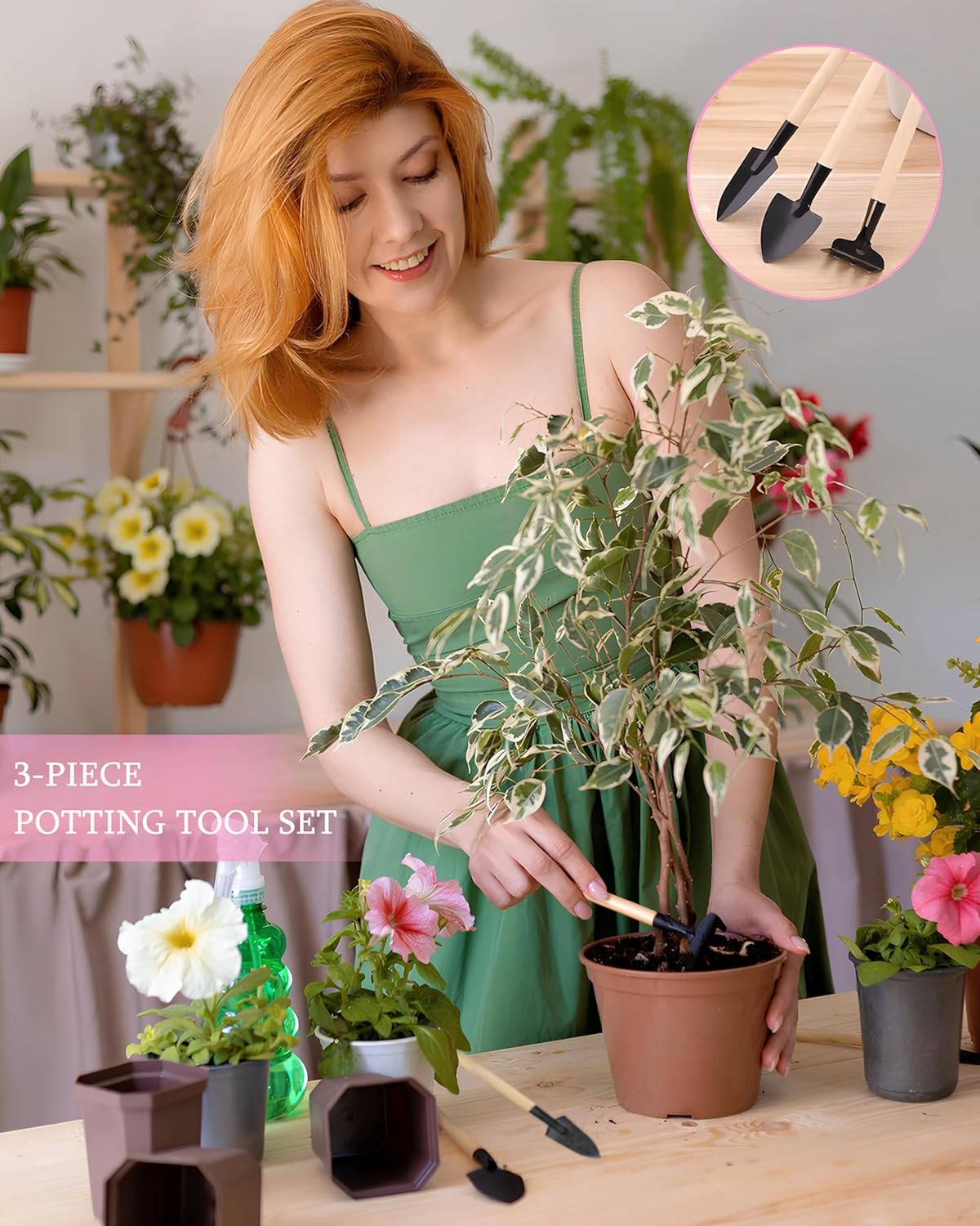 Ferramentas de jardinagem, Conjunto de Ferramentas de Horta e Jardim Resistente de 11 Peças, Novo Conjunto Completo Impresso com Elegante Bolsa, Presentes de jardinagem para Mulheres e Homens
