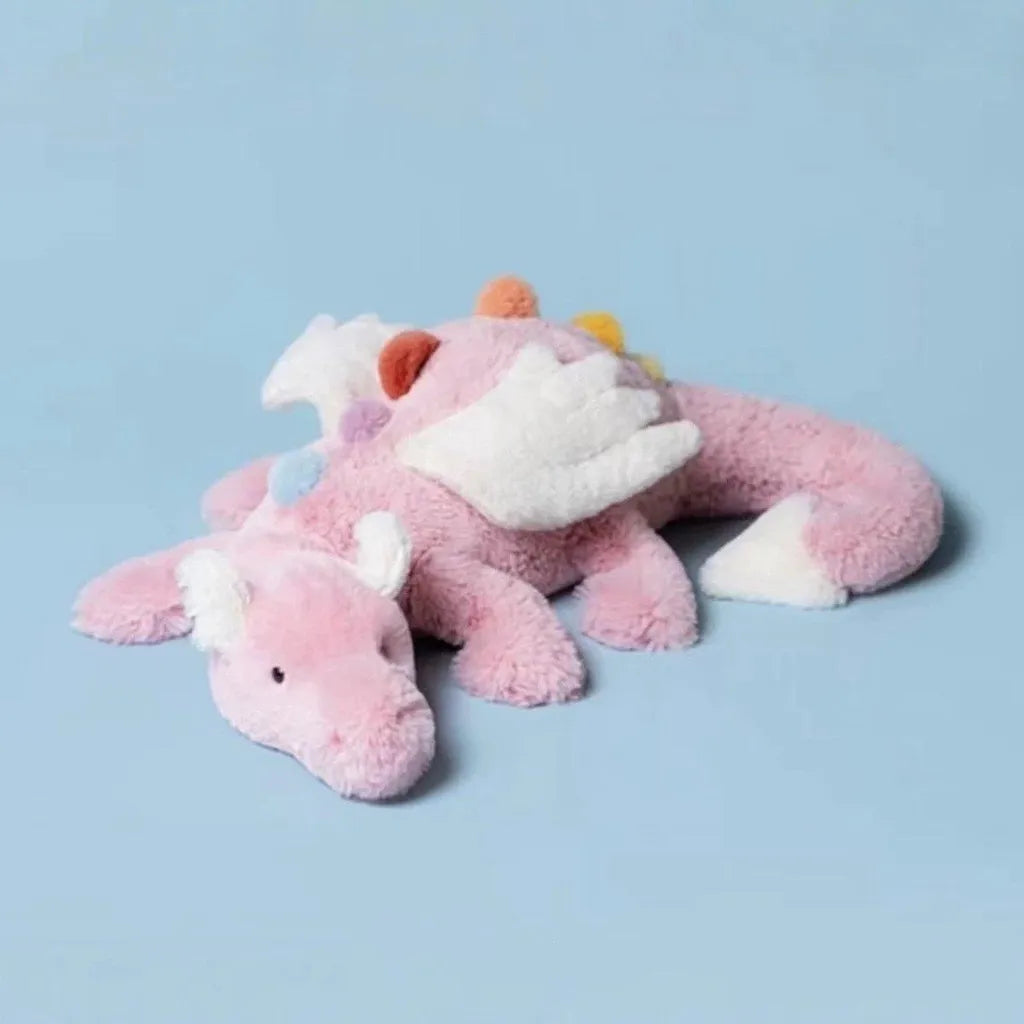 Dragão de pelúcia de 50 cm – Almofada de pelúcia em formato de dragão – Rosa claro