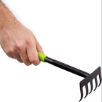 Ancinho pequeno para jardim com 5 palhetas – Ancinho à mão de aço, ferramenta de cuidado do jardim, pega ergonómica, largura de trabalho 85 mm