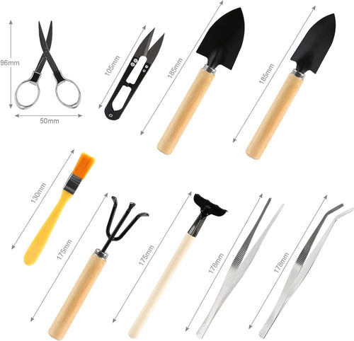 10 Peças Mini Ferramentas para Bonsai Kits de Ferramentas de Jardinagem Plantação de Cactos Suculentas Plantas Vaso
