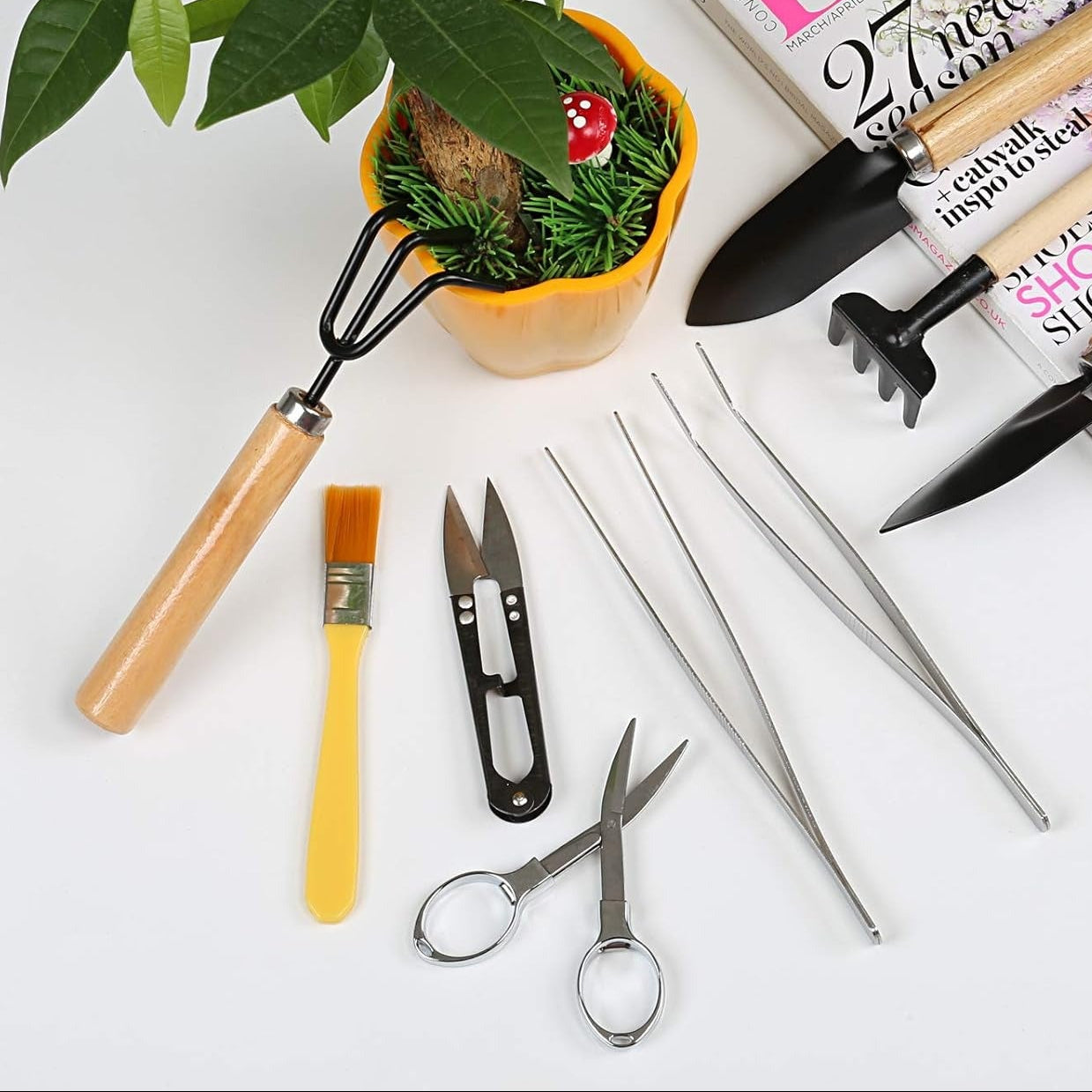 10 Peças Mini Ferramentas para Bonsai Kits de Ferramentas de Jardinagem Plantação de Cactos Suculentas Plantas Vaso