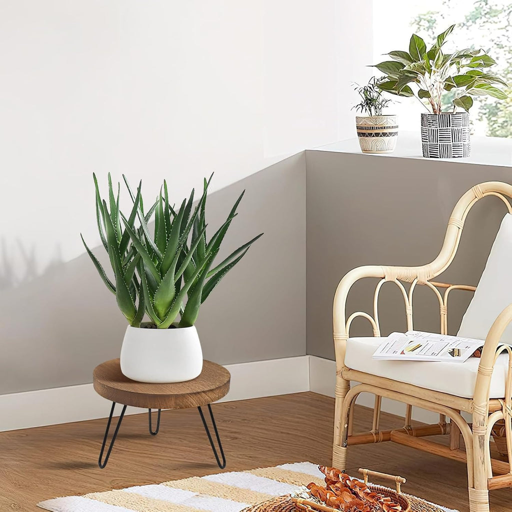 Supporto per piante in legno, supporto rotondo resistente per vasi a 3 gambe per vasi di varie dimensioni, espositore per fiori per casa e giardino, patio interno ed esterno