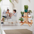 Suporte de plantas para interior 3 níveis, madeira, castanho escuro, 82,5 x 83 x 28,5 cm