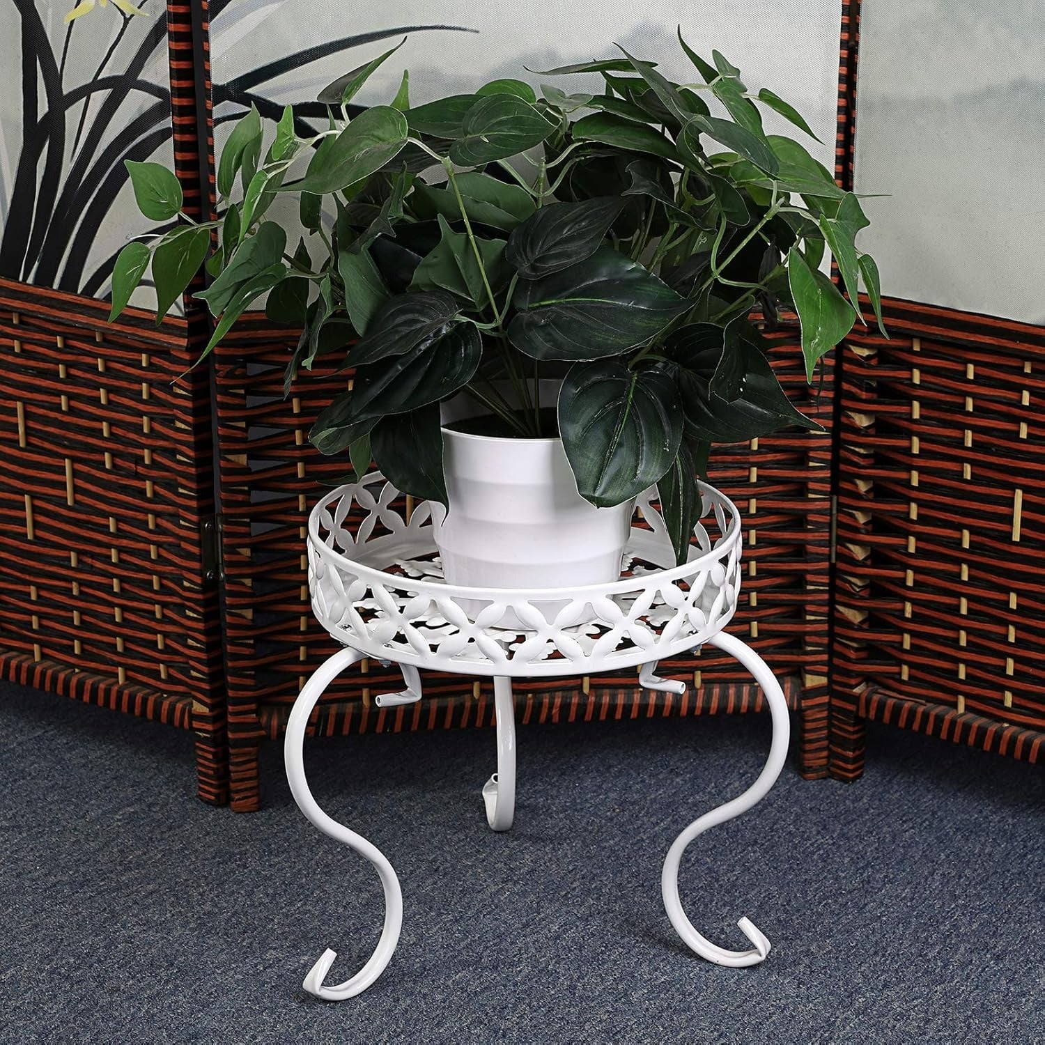 1 suporte de metal para plantas, cor branca (não inclui planta)