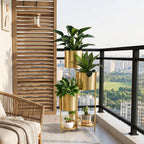 Prateleira metálica para plantas, 6 níveis com 6 vasos, prateleira decorativa dobrável para pátio, jardim e sala (ouro)