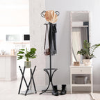 Suporte para Vasos de Plantas, 2 Prateleiras Efeito Madeira, Metal, Banco de Plantas Moderno, 57 x 29 x 29 cm, Preto/Marrom Claro
