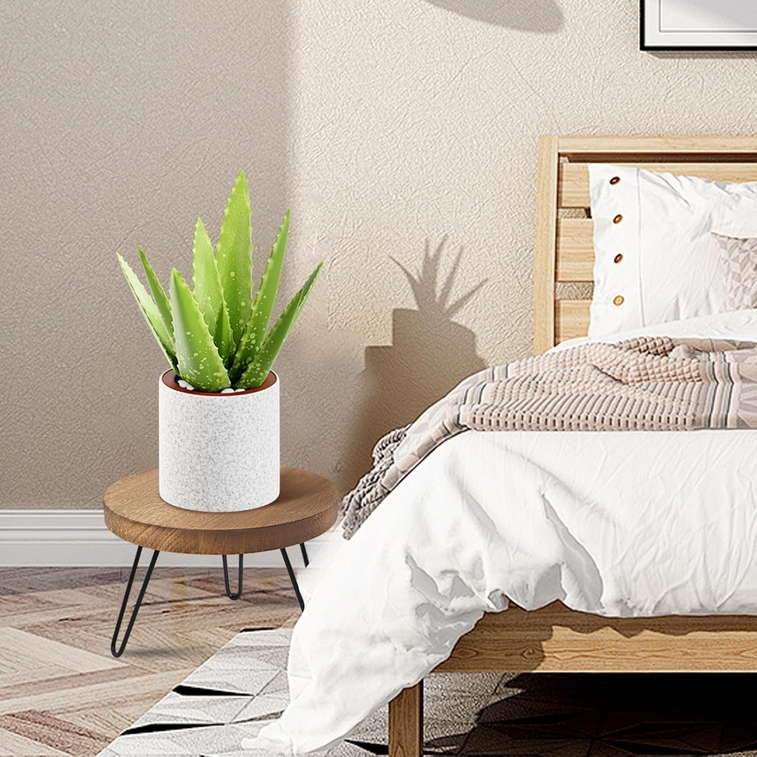 Suporte para plantas de madeira, suporte pesado para vasos redondo com 3 pernas para vasos de vários tamanhos exposição de flores para casa e jardim pátio interior exterior