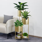Prateleira metálica para plantas, 6 níveis com 6 vasos, prateleira decorativa dobrável para pátio, jardim e sala (ouro)