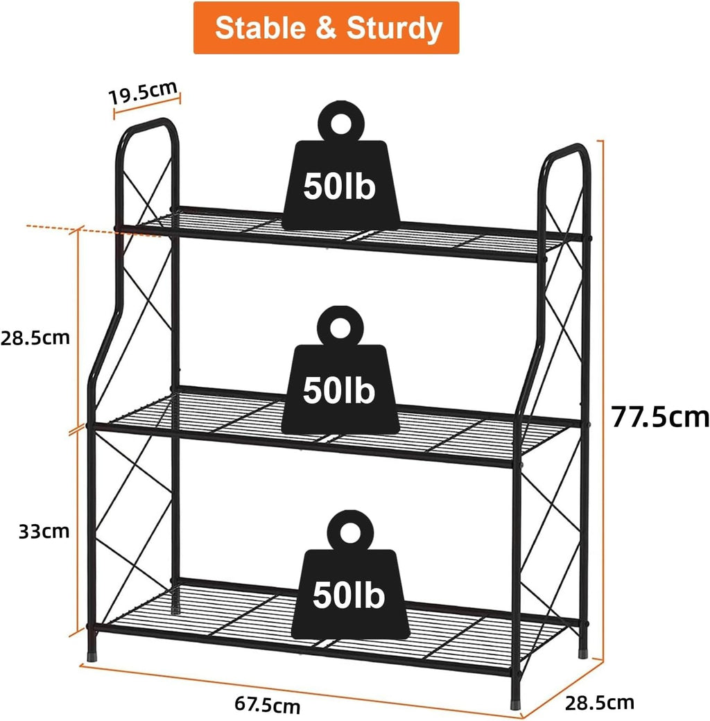 Prateleira para plantas de metal, 3 níveis, suporte para vasos, suporte para vasos para exterior, interior, varanda, jardim, multifuncional com grande capacidade, bronze