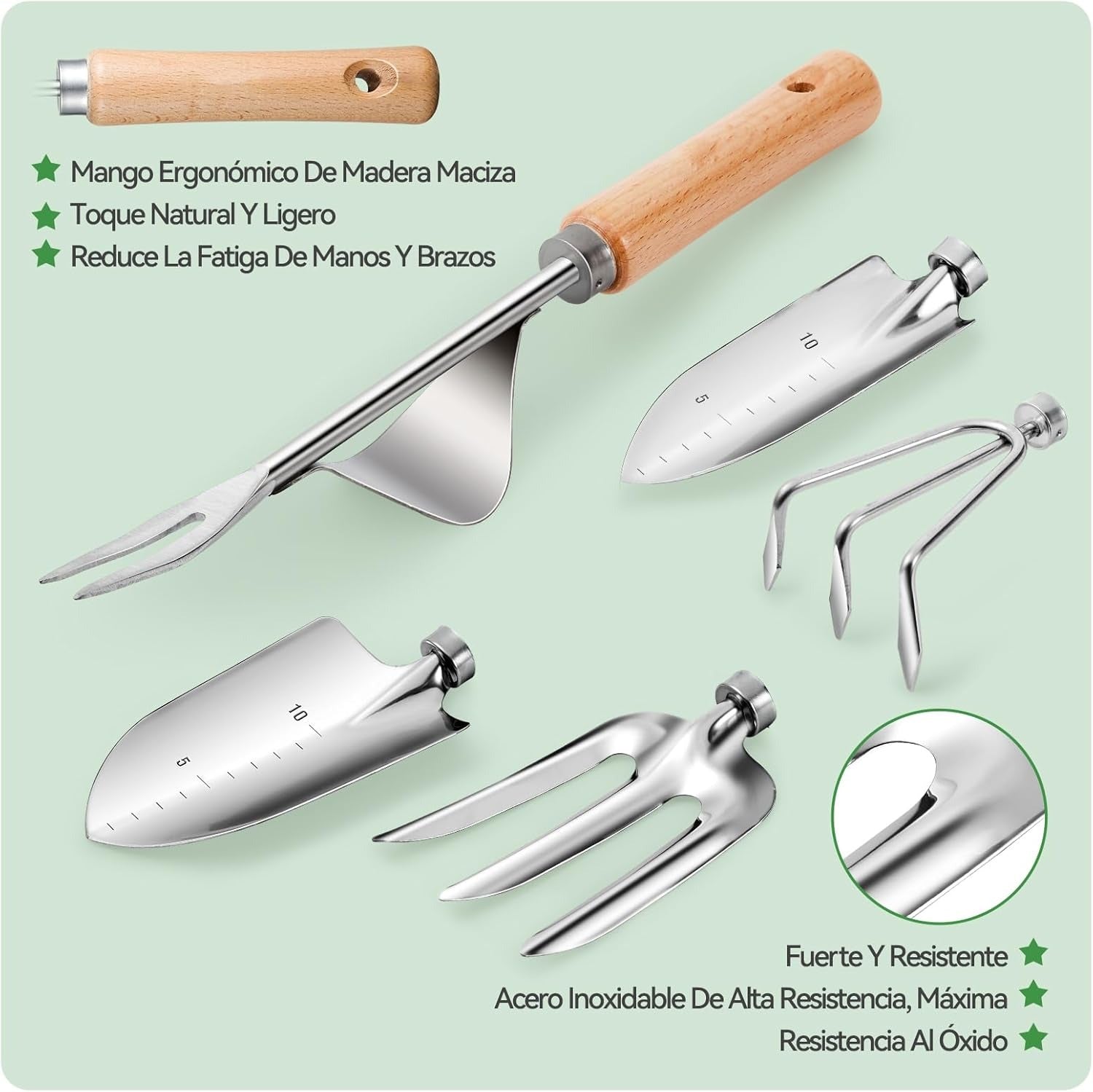 Conjunto de Ferramentas para Jardim 9PC, Conjunto de Jardinagem para Adultos em Aço Inoxidável, Kit de Jardinagem Saco de Jardim, Tesouras de Podar, Pá de Jardinagem, Luvas, Pá Pequena e