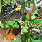 Conjunto de Ferramentas para Jardim 9PC, Conjunto de Jardinagem para Adultos em Aço Inoxidável, Kit de Jardinagem Saco de Jardim, Tesouras de Podar, Pá de Jardinagem, Luvas, Pá Pequena e