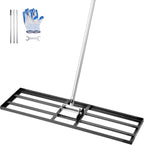 Ancinho nivelador de relvado com alça, placa de chão de 254 x 1219 mm, nivelador de chão de aço carbono resistente à oxidação, 2 altura ajustável, para campo de golfe, pátio