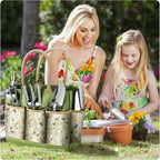 Conjunto de Ferramentas para Jardim 9PC, Conjunto de Jardinagem para Adultos em Aço Inoxidável, Kit de Jardinagem Saco de Jardim, Tesouras de Podar, Pá de Jardinagem, Luvas, Pá Pequena e