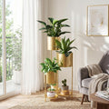 Prateleira metálica para plantas, 6 níveis com 6 vasos, prateleira decorativa dobrável para pátio, jardim e sala (ouro)