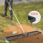 Ancinho nivelador de relvado com alça, placa de chão de 254 x 1219 mm, nivelador de chão de aço carbono resistente à oxidação, 2 altura ajustável, para campo de golfe, pátio