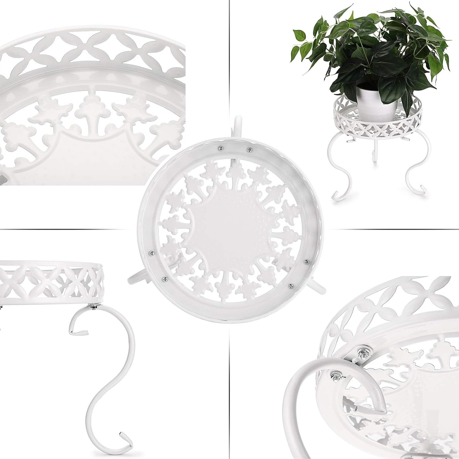 1 suporte de metal para plantas, cor branca (não inclui planta)